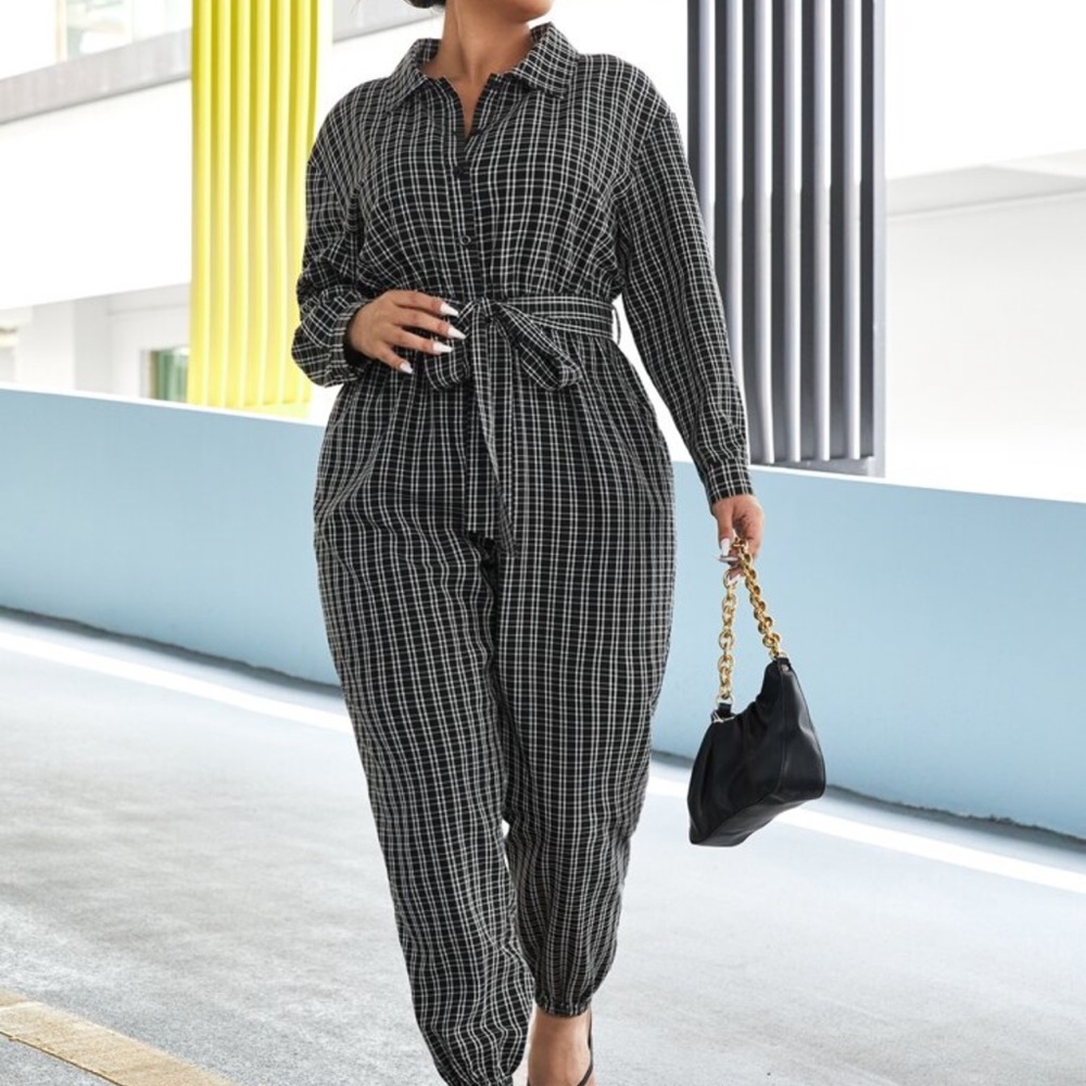 Plaid Black Jumpsuit
